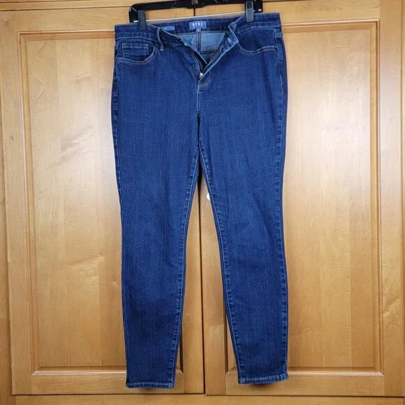 NYDJ Dark Wash 5 Pocket Skinny Stretch Denim Lift x Tuck Jeans - 10 - Picture 3 of 11